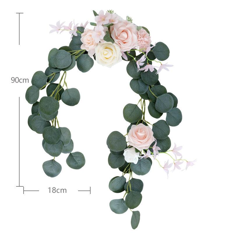 Simulated flower Eucalyptus rattan chair back flower wedding chair back flower decoration